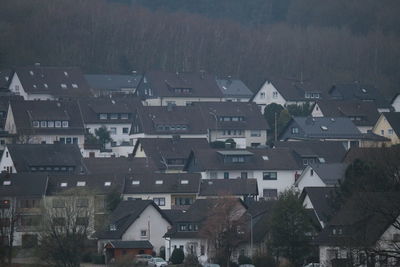 High angle view of buildings in city