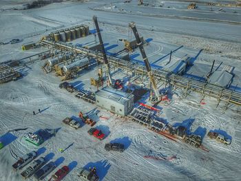 High angle view of commercial dock