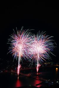 Firework display at night