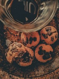 High angle view of cookies on table