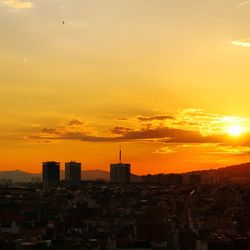 View of city at sunset