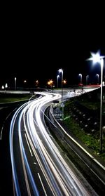 Light trails on street at night