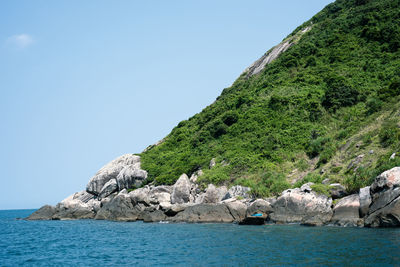 Scenic view of sea against clear sky