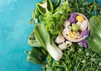 High angle view of fresh vegetables