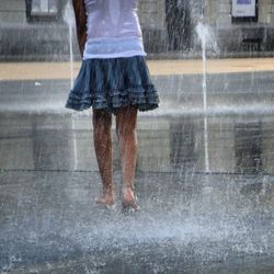 Reflection of woman in water