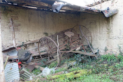 Abandoned boat in river