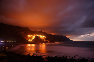 Scenic view of sunset over sea