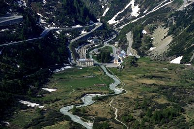 High angle view of trees on mountain