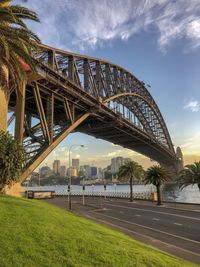 View of bridge against cloudy sky