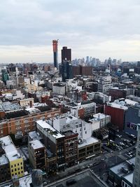 High angle view of cityscape against sky