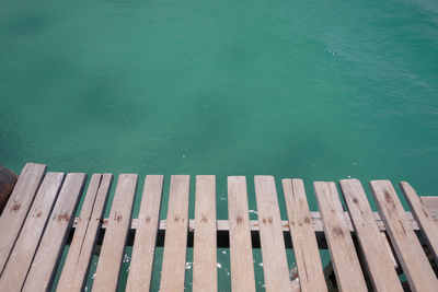 High angle view of pier on lake