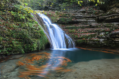 Scenic view of waterfall