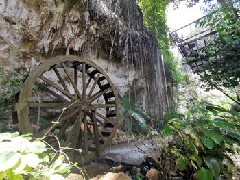 View of water flowing through rocks