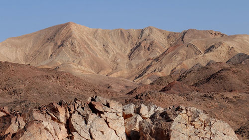 Scenic view of desert against clear sky