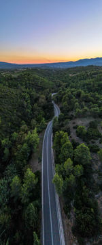 High angle view of road on landscape against sky