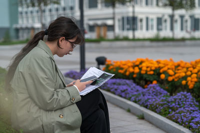 Businesswoman using phone