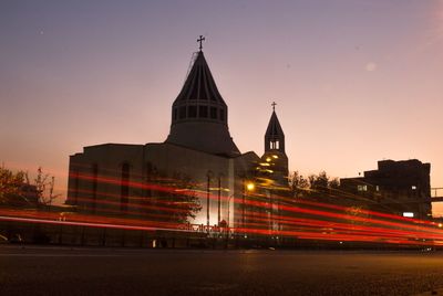 Long exposure cars backlight and church in the background