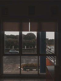 Buildings seen through window