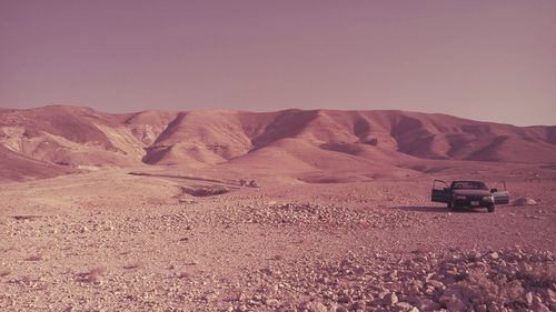 Scenic view of desert and sand dunes