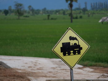 Information sign on field