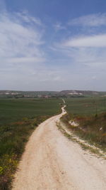 Road passing through field