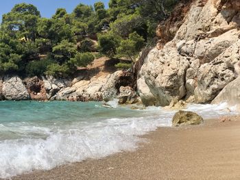 Scenic view of rocky beach