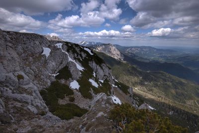 Scenic view of rocky mountains against sky