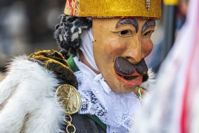 Carnival in carnia. sauris, masks of the religious and pagan tradition. italy