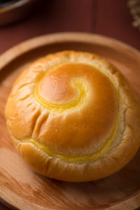 High angle view of dessert on cutting board