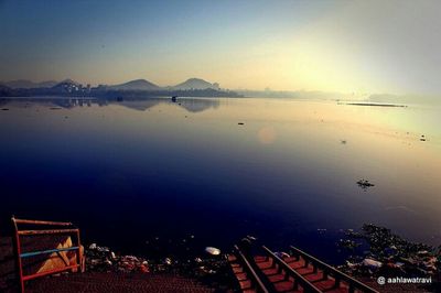 View of calm sea at sunset