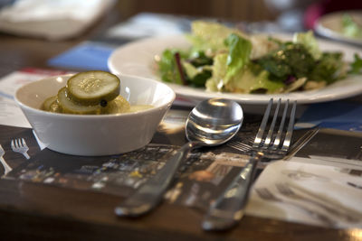 Close-up of food on table