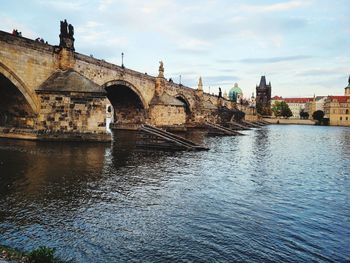 Bridge over river against sky