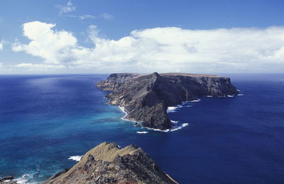 Scenic view of sea against cloudy sky