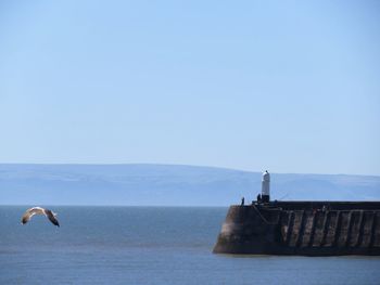 Scenic view of sea against clear sky