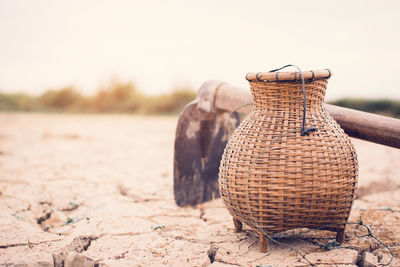 Close-up of wicker basket