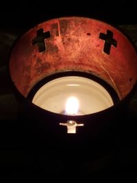 Close-up of lit lamp