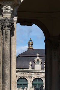 Low angle view of statue of historic building