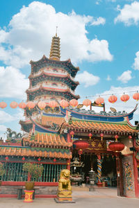 Low angle view of temple against sky