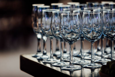 Luxury table settings for fine dining with and glassware, pouring wine to glass. 