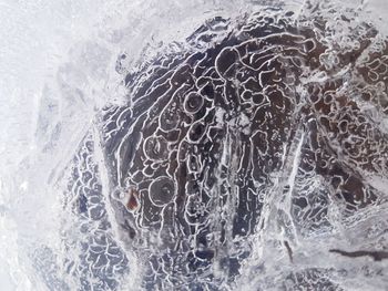 High angle view of bubbles in sea