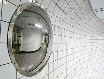 Directly below shot of a mirror in a metro station