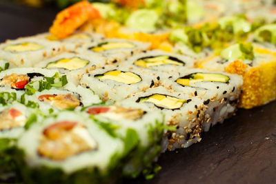 High angle view of food on table