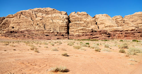 Rock formations in desert against sky