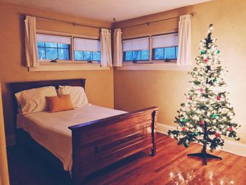 Christmas tree in bed