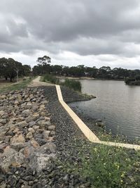 Scenic view of lake against sky