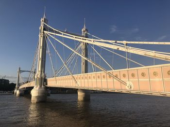 Suspension bridge over river