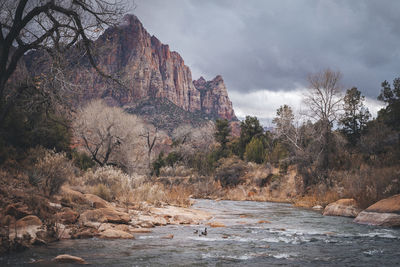 A river between mountains in zion national park, utah