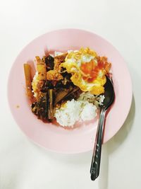 High angle view of meal served in plate