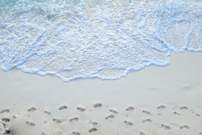 High angle view of sand on beach