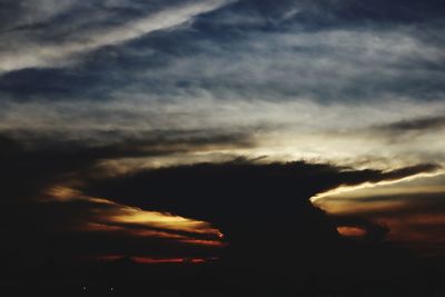 Low angle view of cloudy sky during sunset